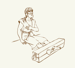 Paul and Silas in prison. Vector drawing