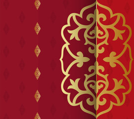 Red and gold Indian background. Luxury pattern template. Vector abstract design elements. Great for invitation and greeting cards, packaging, flyer, wallpaper or any desired idea. Asian ornament