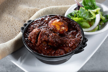 A view of a bowl of doro wat.