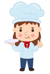 cute cartoon drawing chef cooking bakery woman