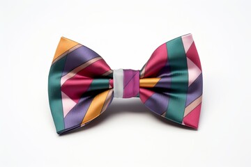 Bow tie, colorful ribbon, white background(Ai generated)