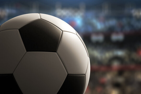 3D render soccer ball on stadium