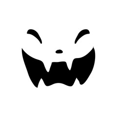 Scary ghost face. Ghost mask. Pumpkin carved devil face for Halloween.