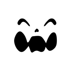 Scary ghost face. Ghost mask. Pumpkin carved devil face for Halloween.