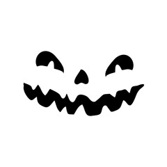 Scary ghost face. Ghost mask. Pumpkin carved devil face for Halloween.