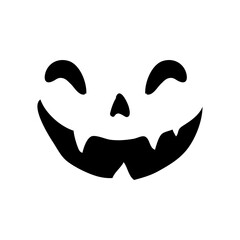 Scary ghost face. Ghost mask. Pumpkin carved devil face for Halloween.