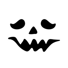 Scary ghost face. Ghost mask. Pumpkin carved devil face for Halloween.