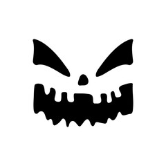 Scary ghost face. Ghost mask. Pumpkin carved devil face for Halloween.
