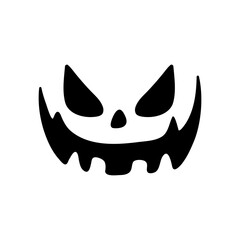 Scary ghost face. Ghost mask. Pumpkin carved devil face for Halloween.