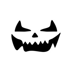 Scary ghost face. Ghost mask. Pumpkin carved devil face for Halloween.