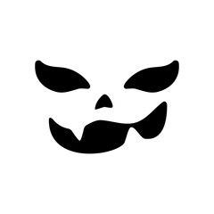 Scary ghost face. Ghost mask. Pumpkin carved devil face for Halloween.