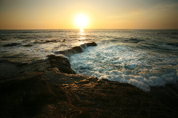 Obraz premium Coastline Indian ocean on sunset