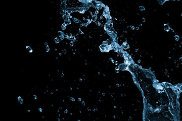 Liquid Water Splash on Black Background