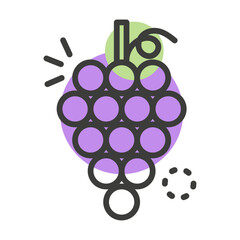Grapes icon with editable stroke to any thickness. Flat design style. Vector illustration.