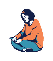 Young adult reading in lotus position