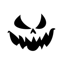 Scary ghost face. Ghost mask. Pumpkin carved devil face for Halloween.