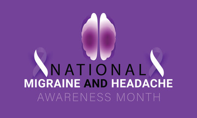National Migraine and headache awareness month june. background, banner, card, poster, template. Vector illustration.