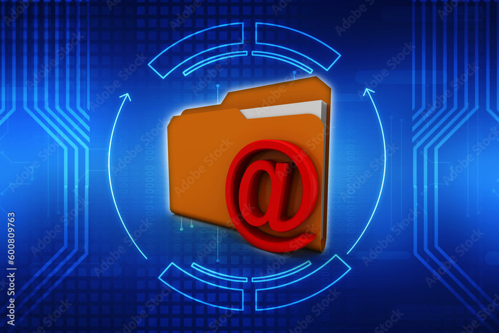 Poster 3d rendering folder icon email