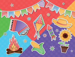 stickers collection for brazilian party festa junina
