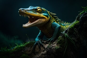 Obraz premium deadly iguana on a branch