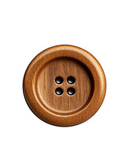 Wooden button on transparent background, created with generative AI