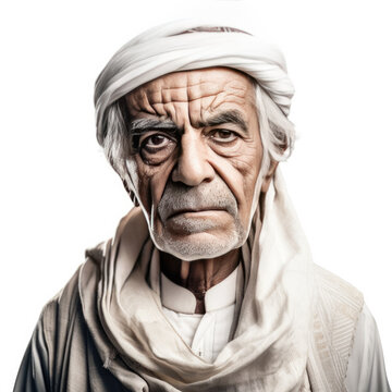 Adult Emirati man in UAE traditional outfit showing a variety of hand gesture. Generative AI
