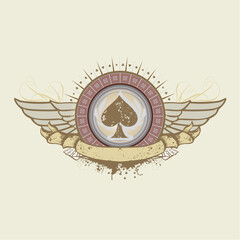 Vector illustration on a gambling subject. spades suit emblem