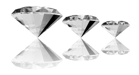 A 3d render of a diamonds isolated on a white background.