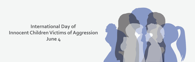 International Day of Innocent Children Victims of Aggression design banner. It features silhouette of children. Vector illustration