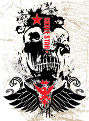 gothic style image with a skull and russian style logo
