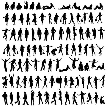 one hundred male and female silhouettes