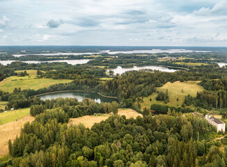 Fototapeta na wymiar Spring landscape by village Sauleskalns. Latvia, in the countryside of Latgale.