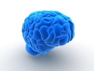 3d rendered anatomy illustartion of a blue human brain - obrazy, fototapety, plakaty