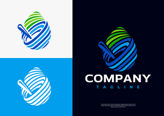 Modern water drop, mortar, and pestle pharmacy logo design