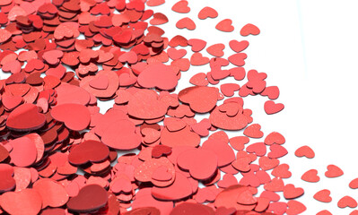 lots of little red shiny lovehearts for valentines day
