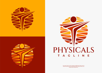 Illustrative abstract human sun circle logo design