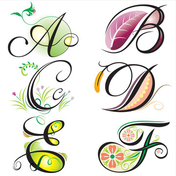 alphabets elements design - series A to F