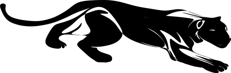 The illustrations and clipart. A black-and-white silhouette of a black leopard