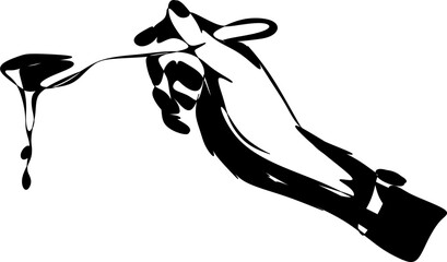 Fototapeta premium The illustrations and clipart. A black-and-white silhouette of a man holding a spoon 