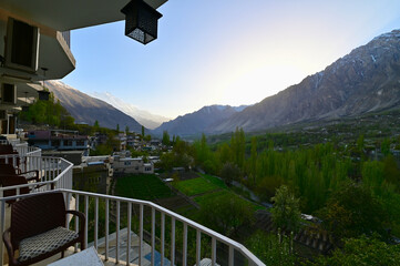 View of Hunza Valley During Sunset in Gilgit-Baltistan, Northern Pakistan