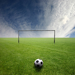 football pitch with blue sky