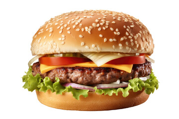 Close up pork burger on transparent background.Ai generated	