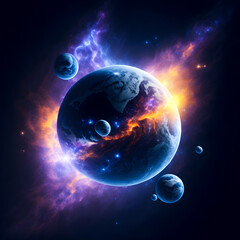 Planets in the galaxy. colorful with epic lighting