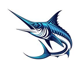 Ai generated cartoon blue marlin mascot, emblem