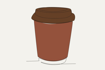 A glass of hot chocolate drink. World chocolate day one-line drawing