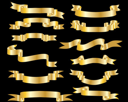 Collection of vector brightly ribbons in different shape