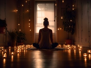 person meditating in a peaceful indoor space