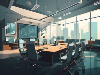 vector illustration of a contemporary business conference room