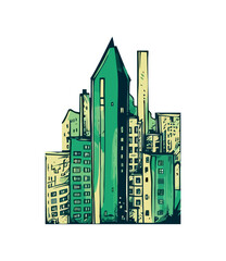 Modern city skyline illustration with iconic buildings