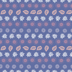 rows of flowers and leaves seamless vector pattern